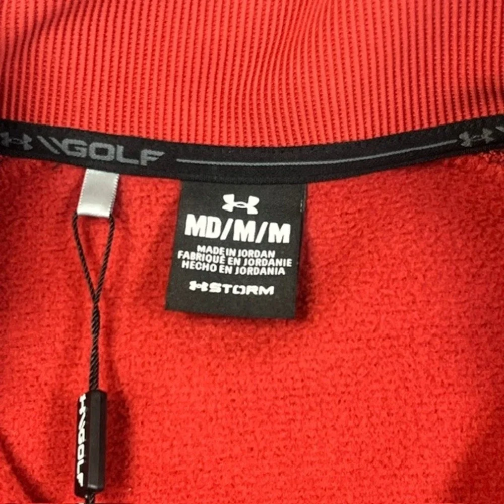 Under‎ Armour Storm SweaterFleece Mens Golf 1/4 Zip Pullover Red Black NWT